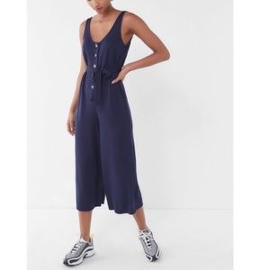 UO Cupro Jumpsuit in Navy Blue Stretch Cotton!
